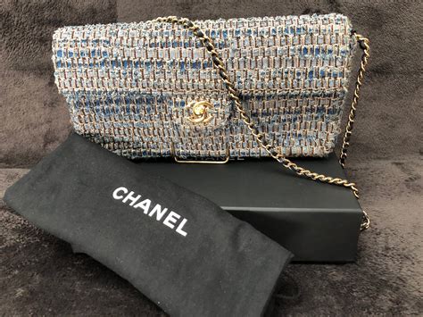 navy blue chanel purse - chanel blue tweed bag.